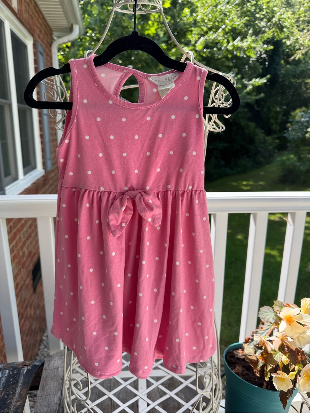 Emma & Elsa Pink Polka Dot Knit Dress. Size 2T